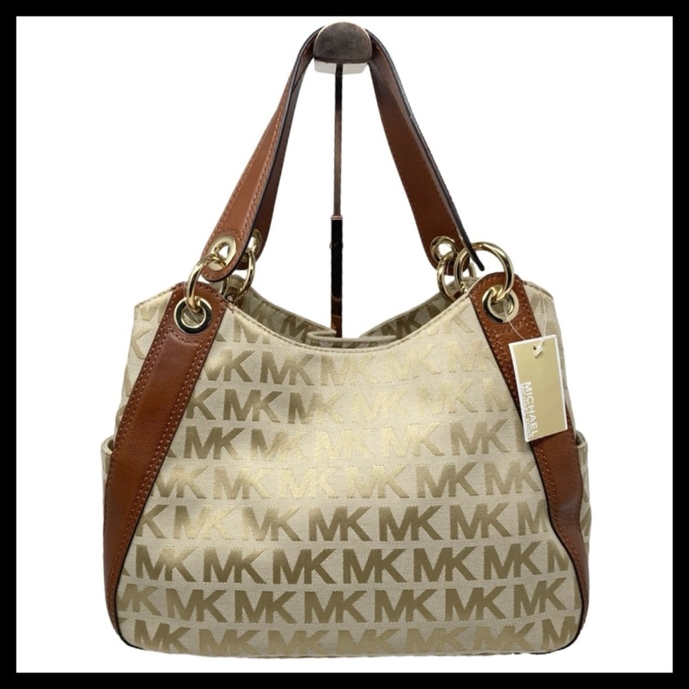 MICHAEL KORS Ludlow Shoulder Bag Signature Jacquard and Leather - Picture 6 of 16